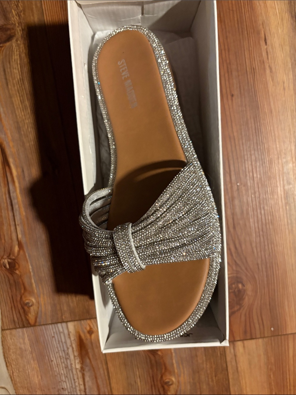 Steve Madden Silver Rhinestone Knot Slide